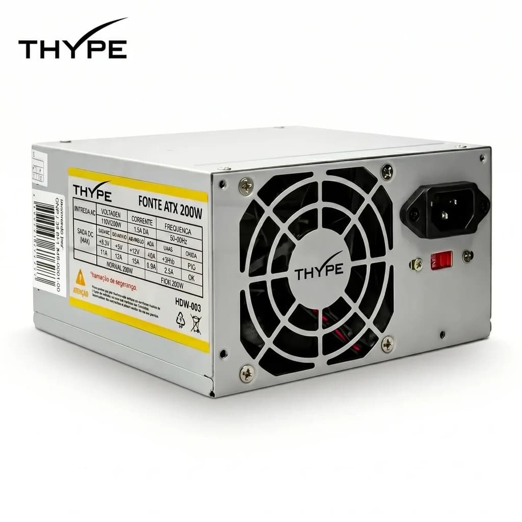 Fonte Alimentação Atx 200w Computador Desktop Silenciosa Thype Prateado