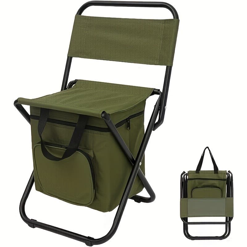 Cadeira De Acampamento Dobrável Portátil-Leve Com Encosto Bolsa De Transporte Incluída Assento Externo Resistente Para ,