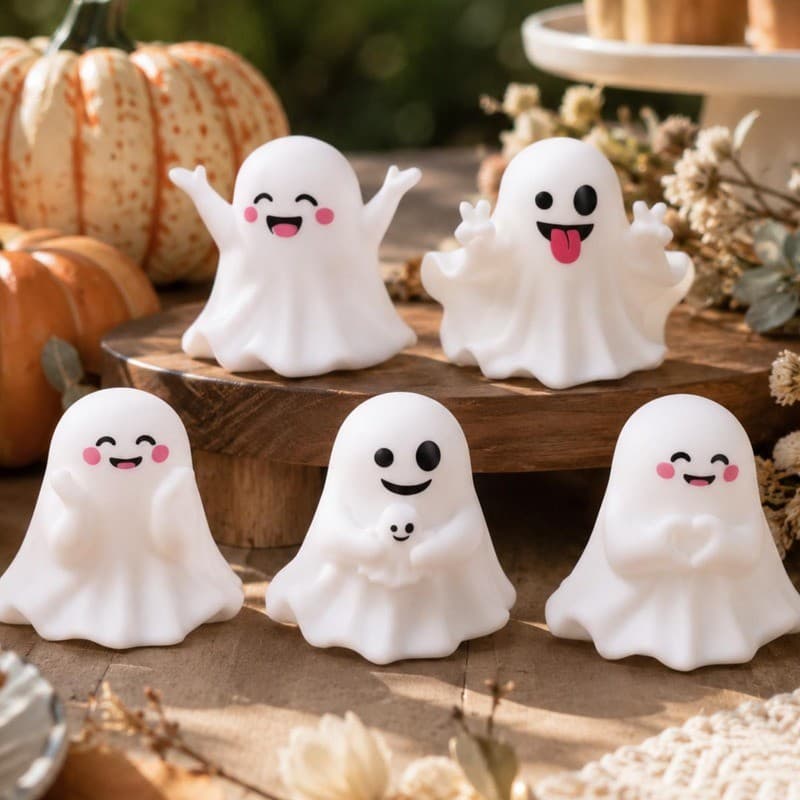 3-1Pc Mini Estatueta Fantasma De Halloween-Fontes De Festa Festiva-Micro Paisagem DIY-Ornamento De Topper De Bolo Branco