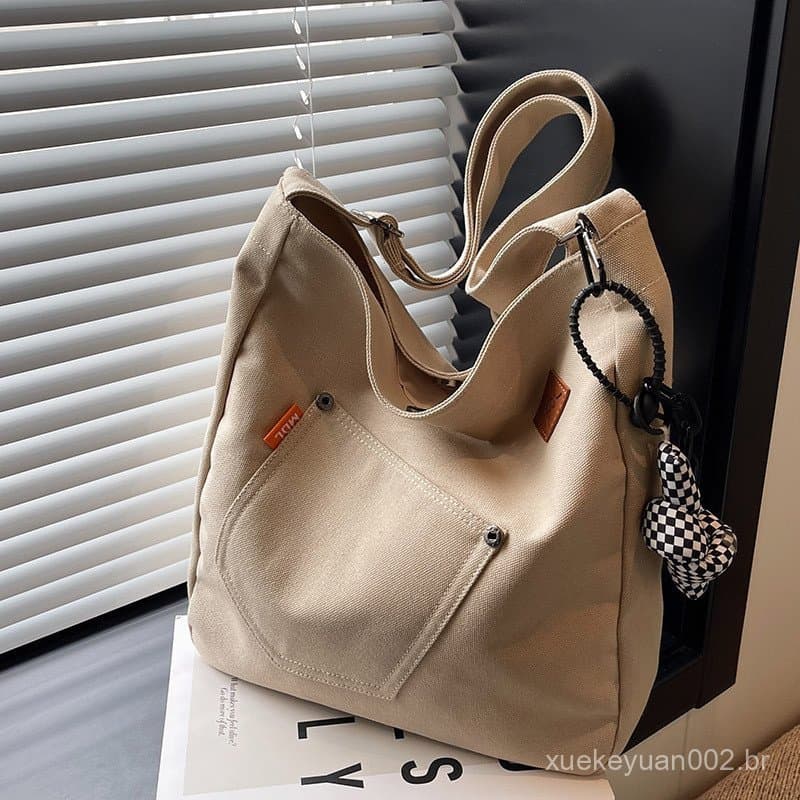 Bolsa de ombro de alta capacidade sacola cor sólida Retro Casual All-Match viagem compras mensageiro grande saco novo es