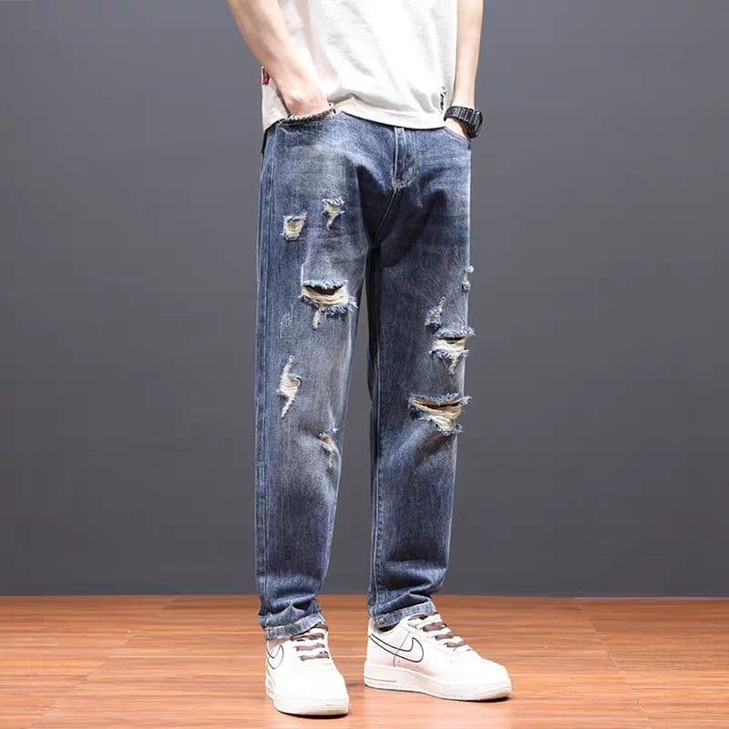 Jeans rasgados masculinos 2023 calças da moda em linha reta All-Match calças masculinas calças casuais na moda 26.8.15