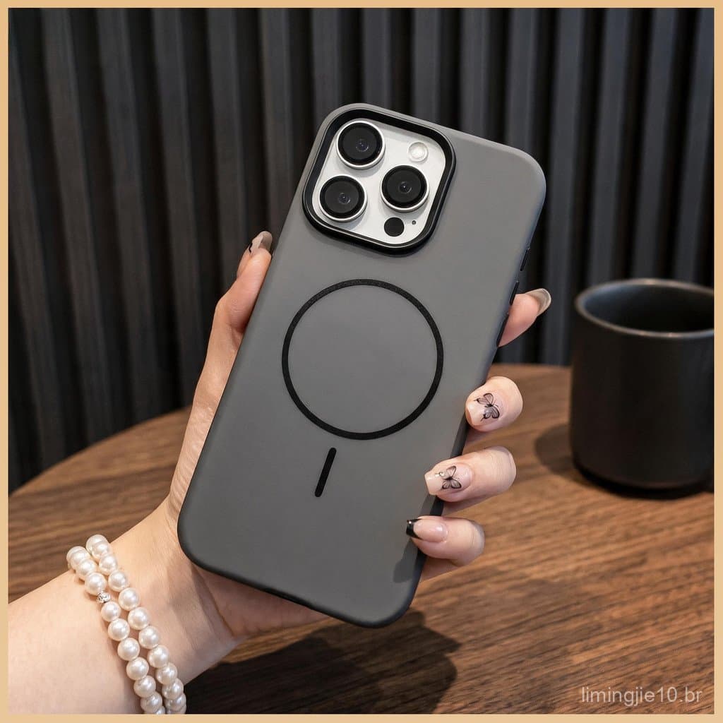 Capa case Space magnética Fosca Premium Anti Impacto com Proteção de Câmera para iPhone 11 12 13 14 15 16 Pro Max