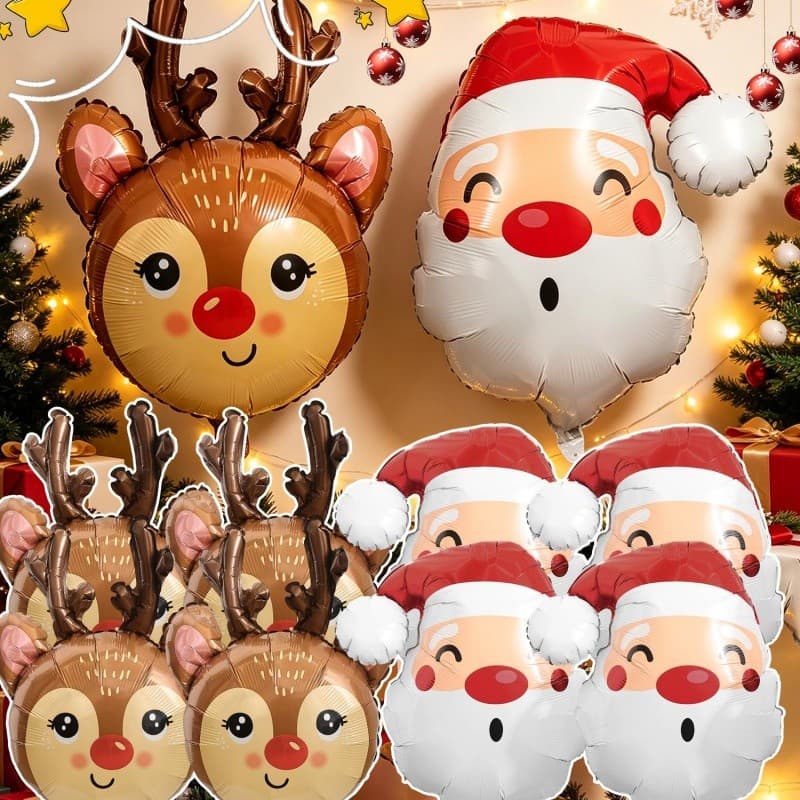Ornamento Clássico De Festa De Balões Em Forma De Papai Noel-Balão De Folha De Alumínio De Natal De Desenho Animado Supr