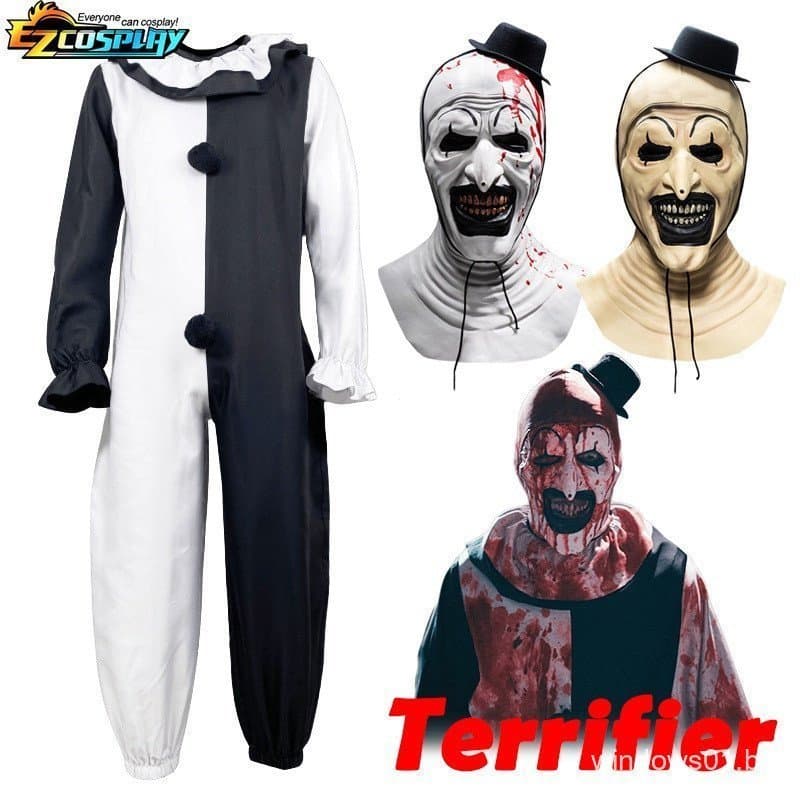 Fantasia de Palhaço para Cosplay de Halloween, Macacão de Palhaço Artístico de The Terrifier, Conjunto Completo Fant HA0