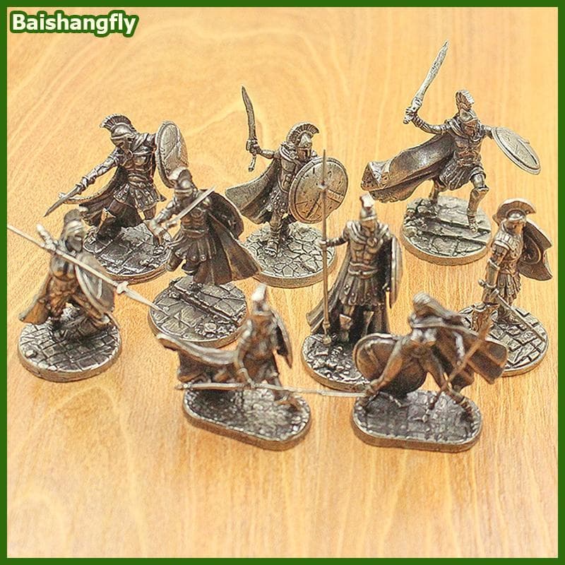 baishangfly Antigo Latão Branco Espartano Roma Cavaleiro Estatuetas Miniaturas Vintage Soldados Modelo Estátua Ornamento