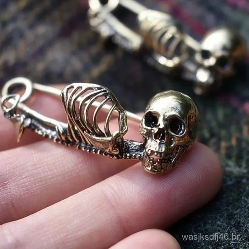 Broche de caveira vintage estilo punk para Halloween, broche de caveira gótica, adequado para acessórios de fantasia de