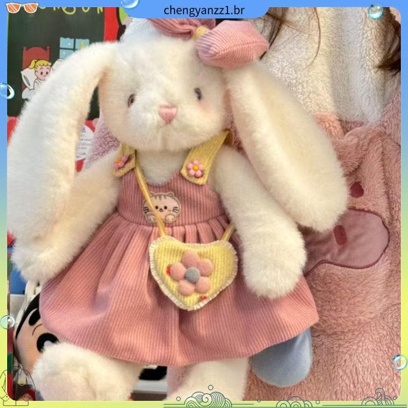 Coelho de entrega de bruxa de alto valor, orelhas compridas, pequeno coelho branco, boneca infantil de pelúcia, Super fo