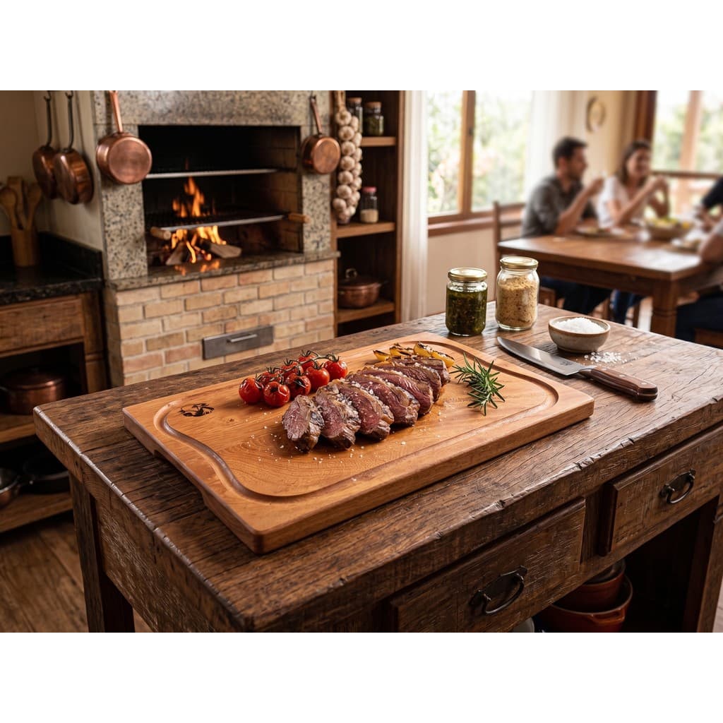 Tábua De Carne Churrasco Madeira Retangular M 43x28cm Corte