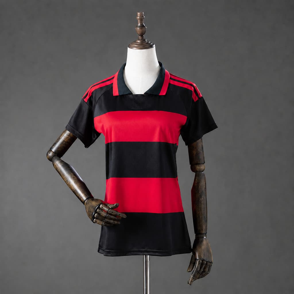 Camisa Feminina Preto e Vermelho 26/27 Modelo Esportivo Casual P ao 2XL