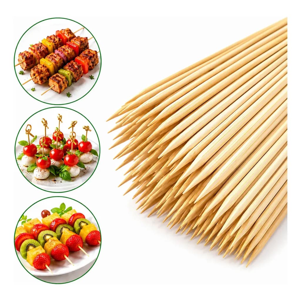 Espetinho De Bambu 25cm Super Afiado Extra Forte - 500 Uni