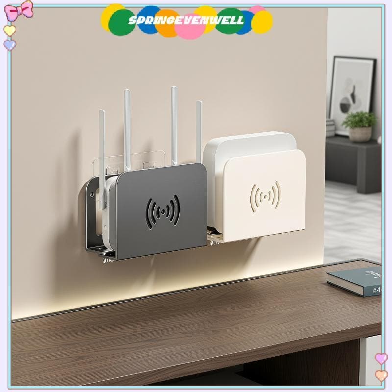 [springevenwell] Suporte De Roteador WiFi Montado Na Parede Cabe Maioria Dos Roteadores Sem Instalação De Perfuração Com