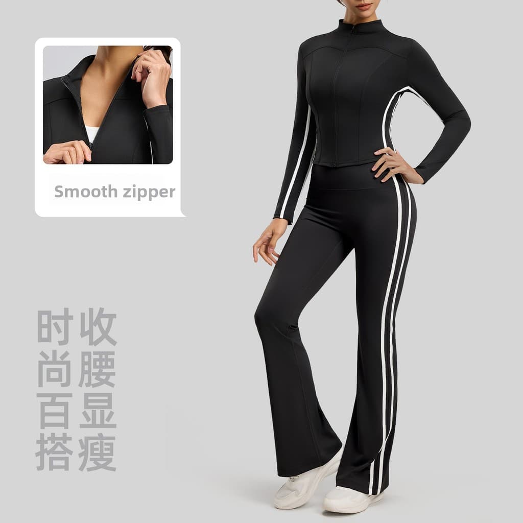 Conjunto Jaqueta Esportiva Completa com Calça Legging Zero Transparência Pilates Corrida