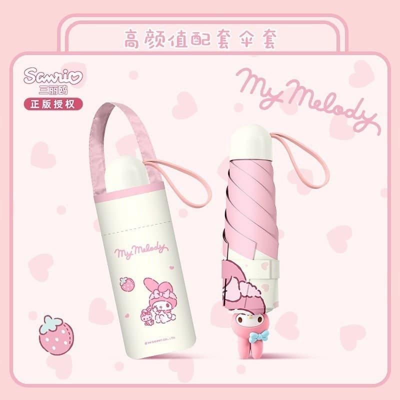 Sanrio Lotty 50% Guarda-chuva dobrável Guarda-sol feminino chuvoso Guarda-sol Mini guarda-sol LOGO8.21