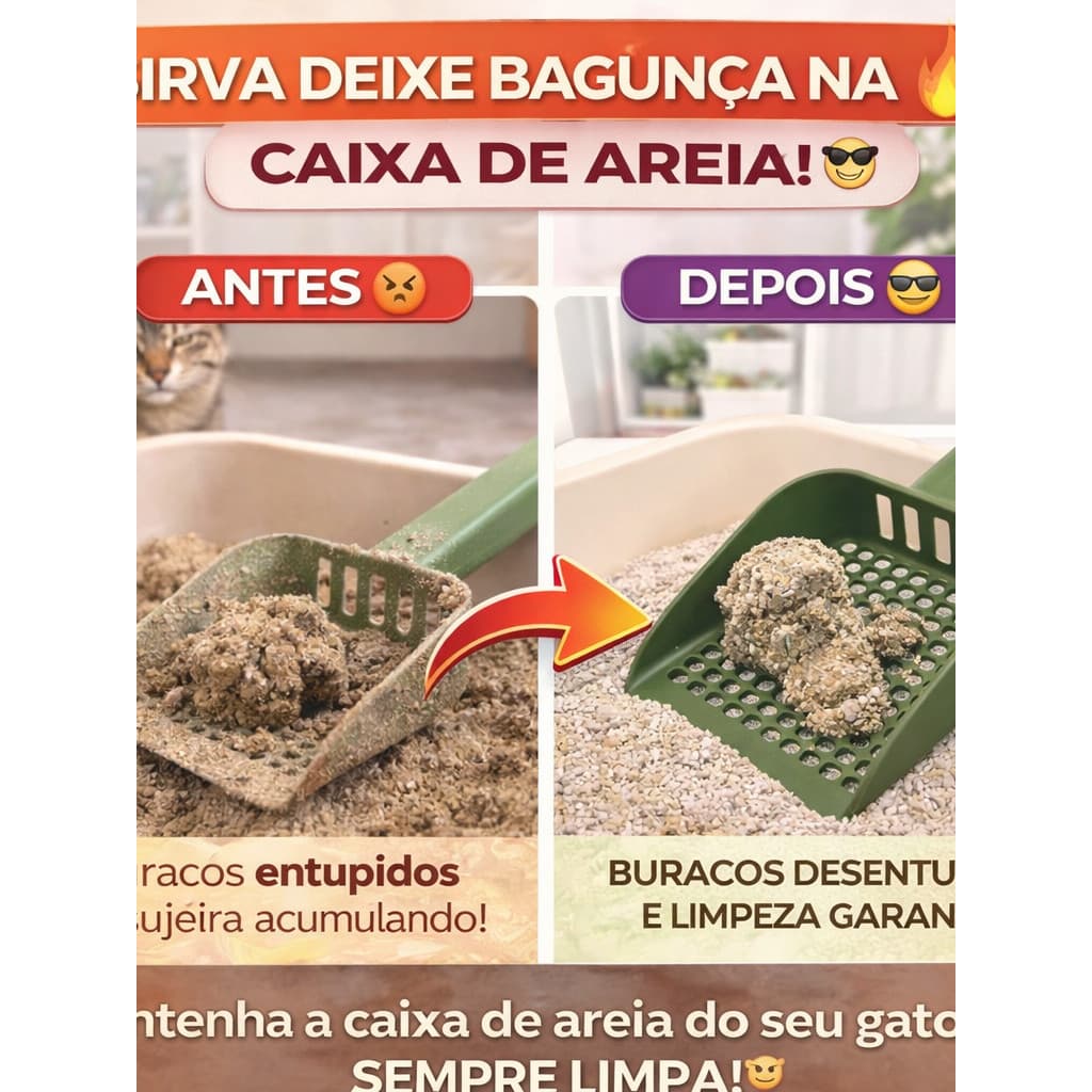 Pá para Caixa de Areia de Gato Higiênica Removedor de Fezes Areia Gatos Resistente Antiodor Fácil Limpeza