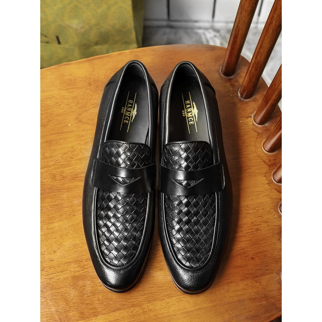 Mocassins estilo masculino tecido estilo jovem couro genuíno deslizamento em sapatos masculinos 2026 novo estilo ervilha
