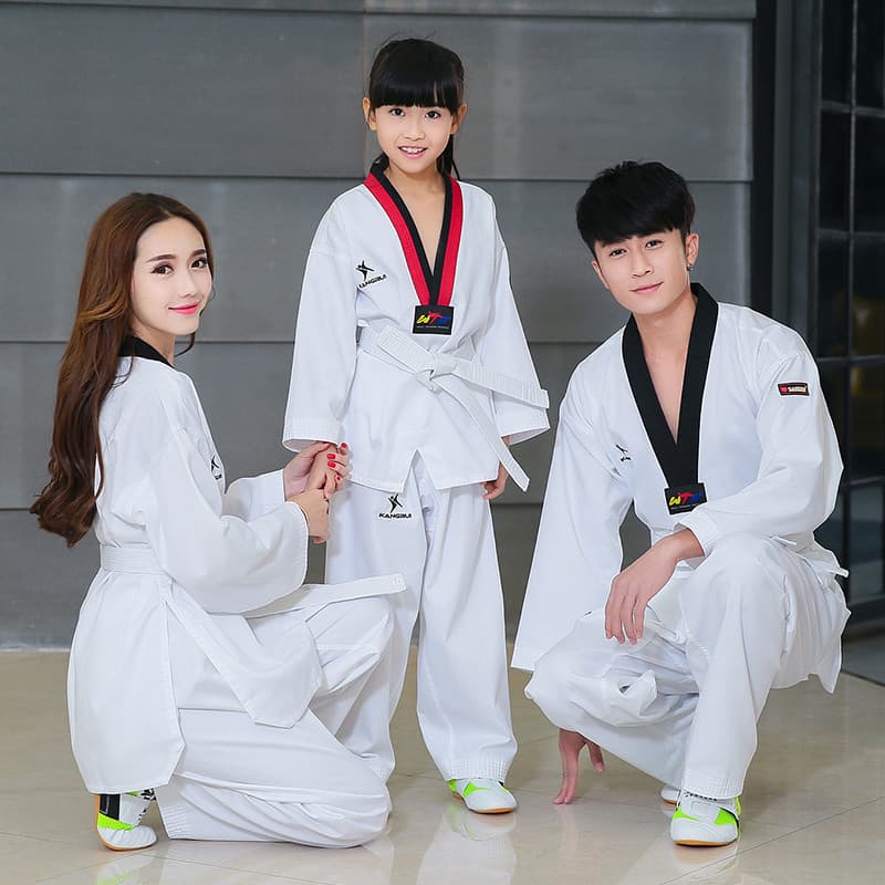 Conrui puro algodão taekwondo manga comprida taekwondo terno crianças taekwondo terno adulto taekwondo terno de treiname