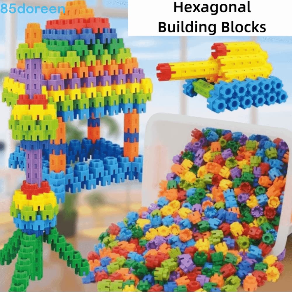 Blocos De Construção Hexagonais , Brinquedos De Bloco De Plástico De Quebra-Cabeça De Montagem Educativos De Partículas