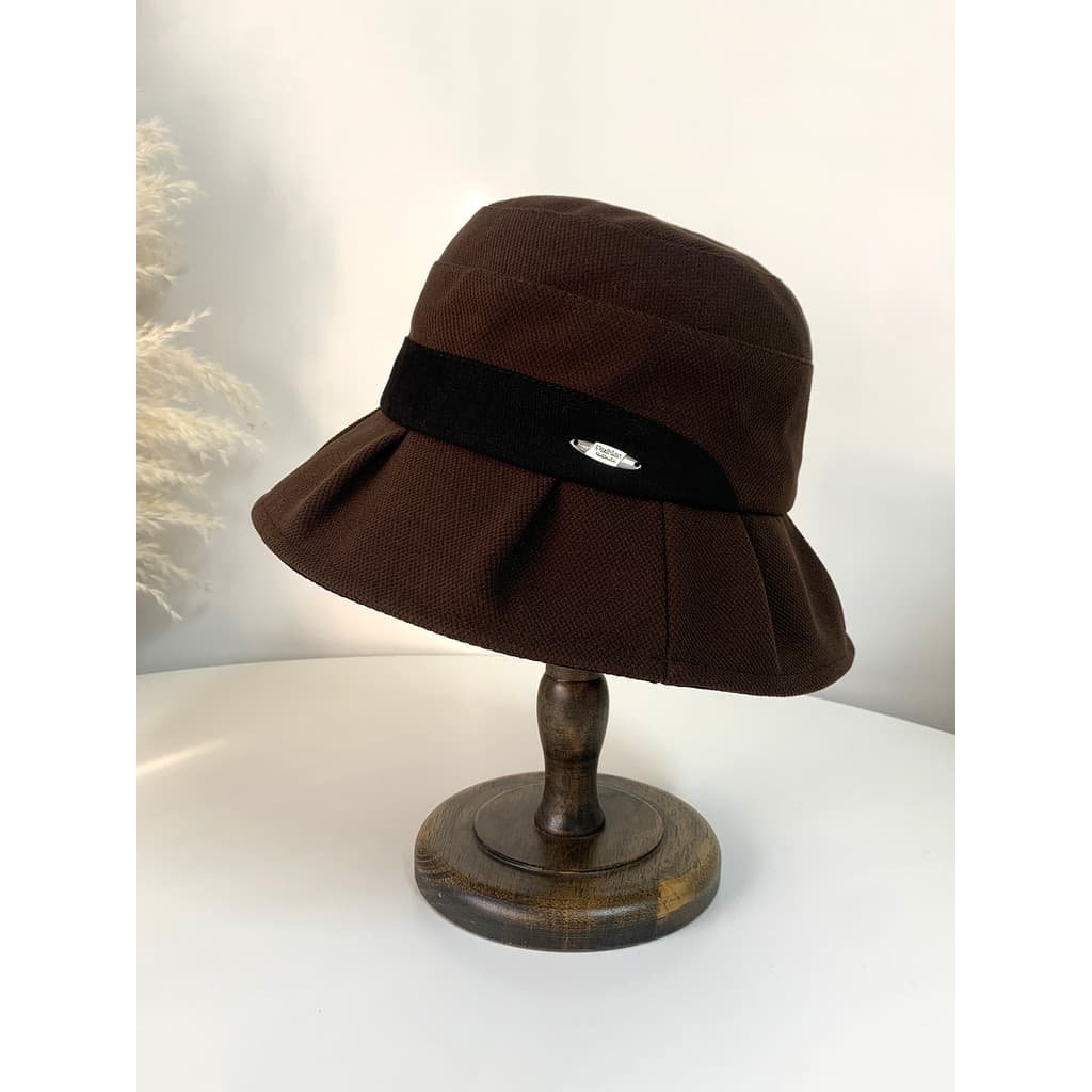 Versão coreana plissado balde chapéu feminino outono inverno All-Match quente bacia chapéu de meia-idade idosos mãe temp
