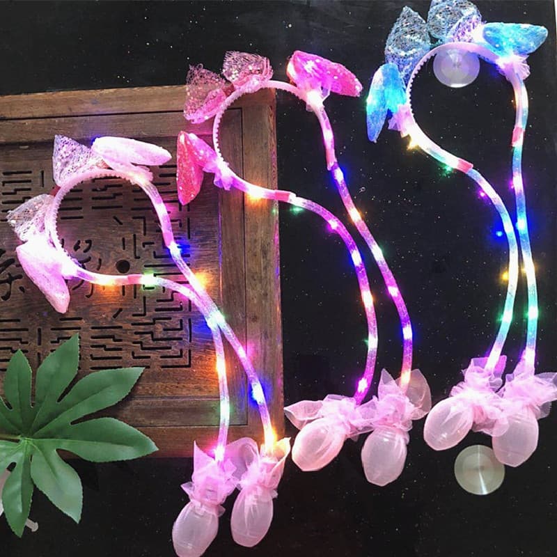 Piscando piscando movendo orelhas de coelho luminosa bandana vista tenda noite mercado quadrado tenda venda quente brinq