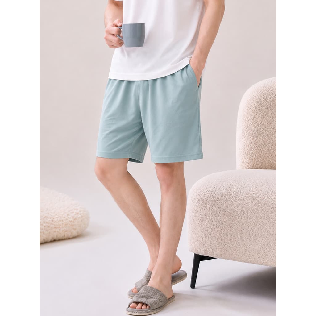 Calças de pijama masculinas verão puro algodão fino solto algodão Shorts masculino Casual calças cortadas casa pode usar