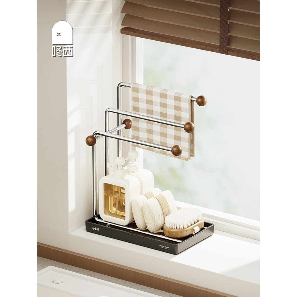 Dongxi rack de pano de cozinha, rack de drenagem multifuncional de aço inoxidável, bancada doméstica, pano de prato, esp
