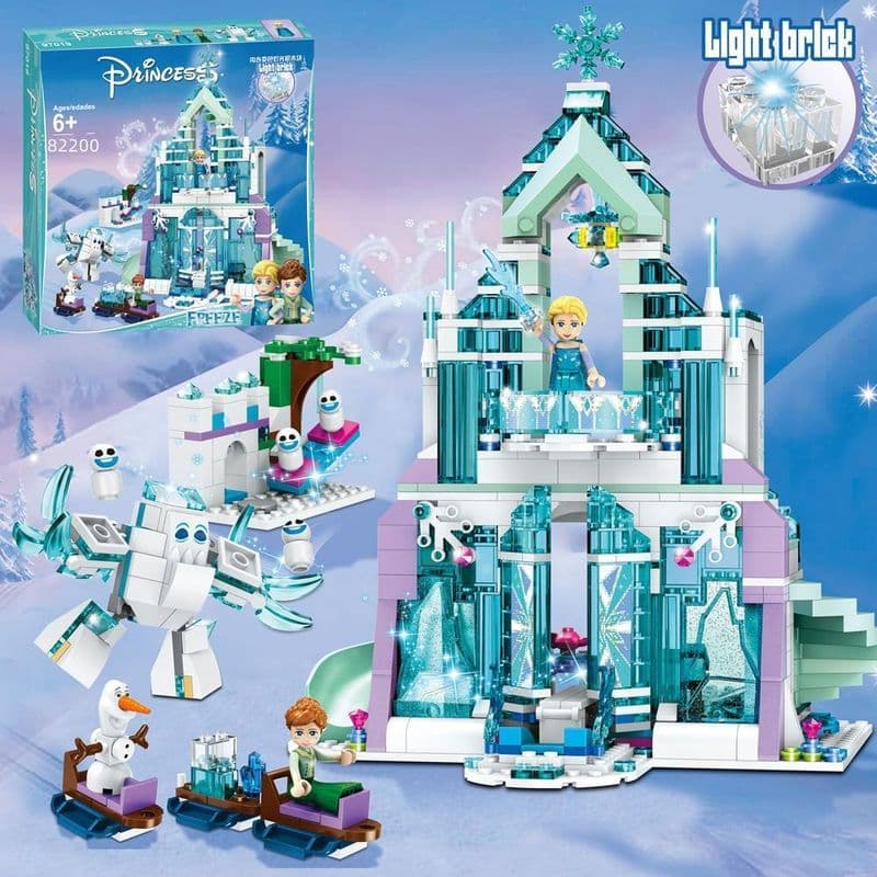 1.000 PCS Lego Blocos de Construção Série Disney Princesa Elsa Castelo Mágico Menina Brinquedo Montado Presente