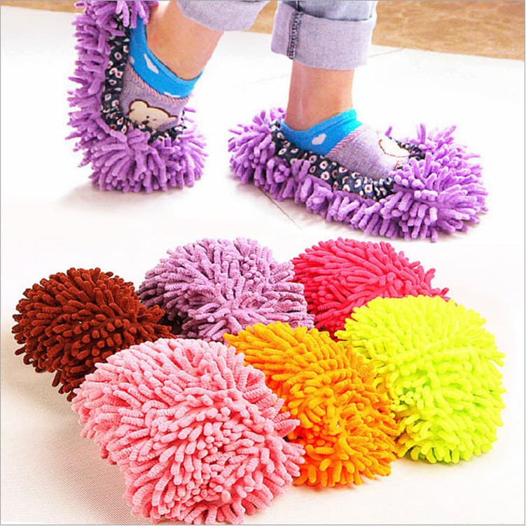 Dia das mães varrendo mop Chenille preguiçoso sapato capa chão esfregar chinelos limpeza de chão pé capa mop cabeça pano