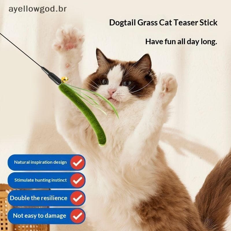 AYBR Gato Brinquedos Cauda Do Cão Grama Provocando Pólo Pena Fio Flexível Durável Suprimentos Para Animais De Estimação