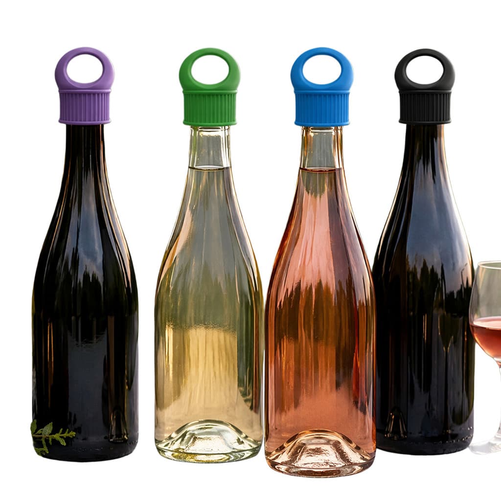 Rolhas De Vinho De Silicone , 4 Pacotes , Reutilizáveis , De Qualidade Alimentar , Hermética , Rolha De Garrafa Com Alça