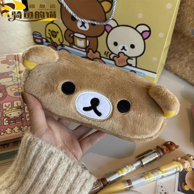 Japonês ins pelúcia Rilakkuma lápis caso menina coração bonito estudante grande capacidade lápis papelaria saco de armaz