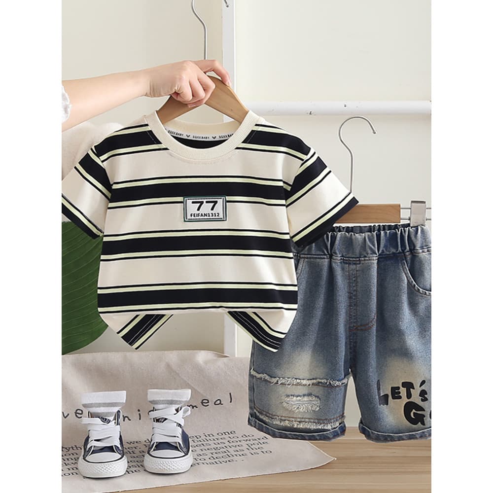 Meninos esportes Shorts de manga curta terno de verão bebê crianças verão versão coreana roupas meninos verão terno de d