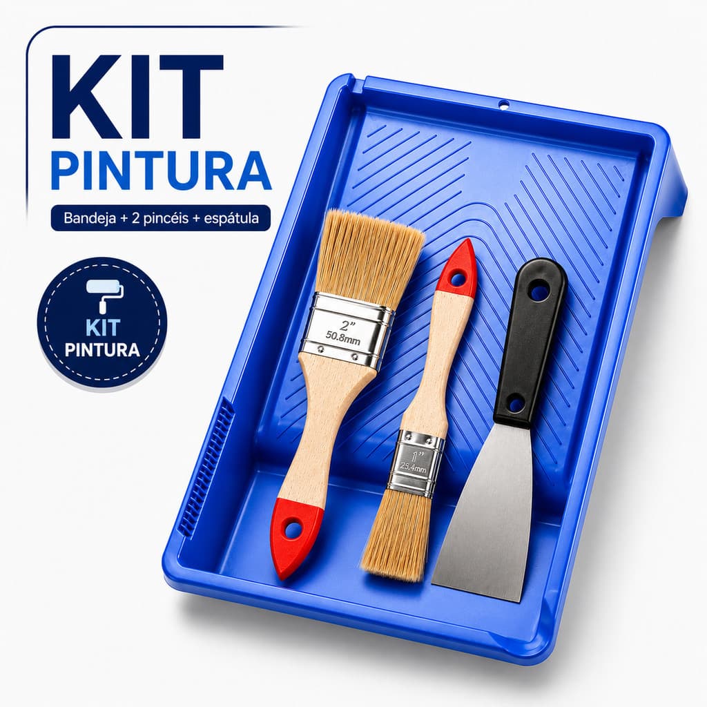 Conjunto de Pintura: 2 Pincéis, 1 Espátula e Bandeja Versátil -Pincel