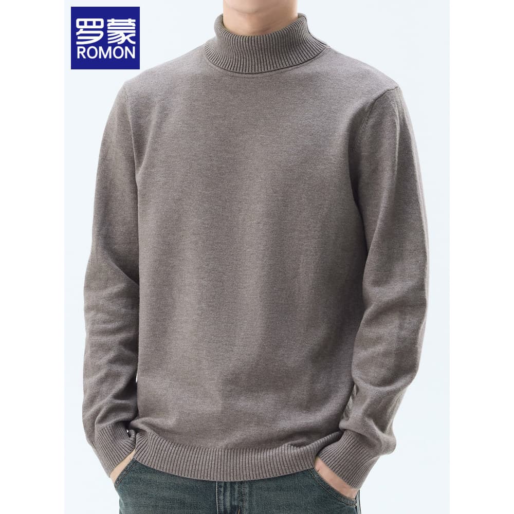 Suéter masculino Lomon 2026 outono inverno novo estilo gola alta engrossado suéter de fundo Top jovem suéter quente