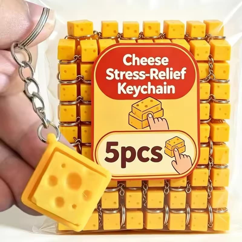 1/3/5 Pçs Bonito Queijo Teclado Clicker Chaveiro Feminino Masculino Alívio Do Estresse Mini Botão Fidget Amarelo Enforca