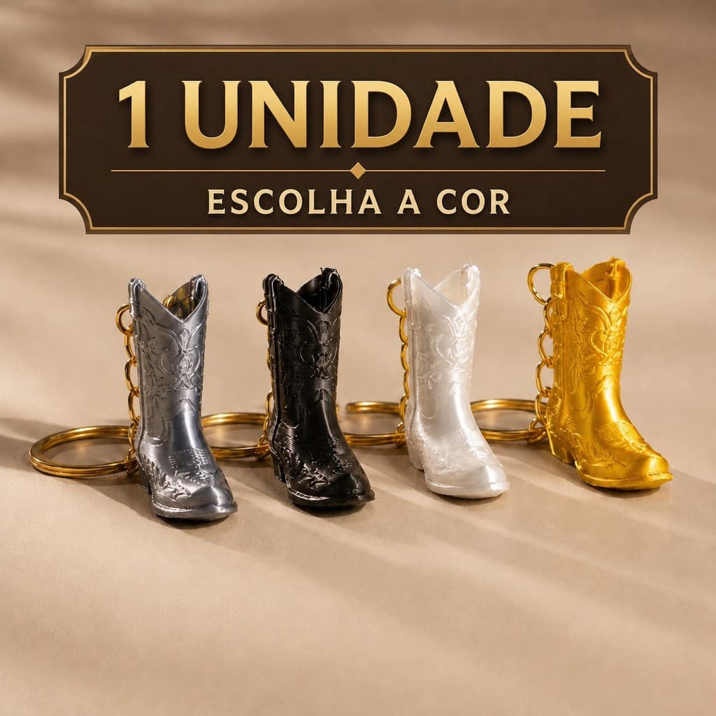 Chaveiro Bota Country 3D Cowboy Western 4cm Miniatura Rodeio Sertanejo para Chaves Bolsa Mochila – Unidade