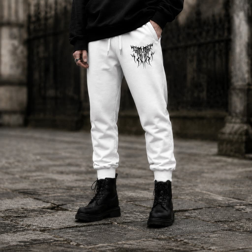 Calça Moletom Masculina Jogger Estampada Preta Gótica Tribal Dark Casual Streetwear