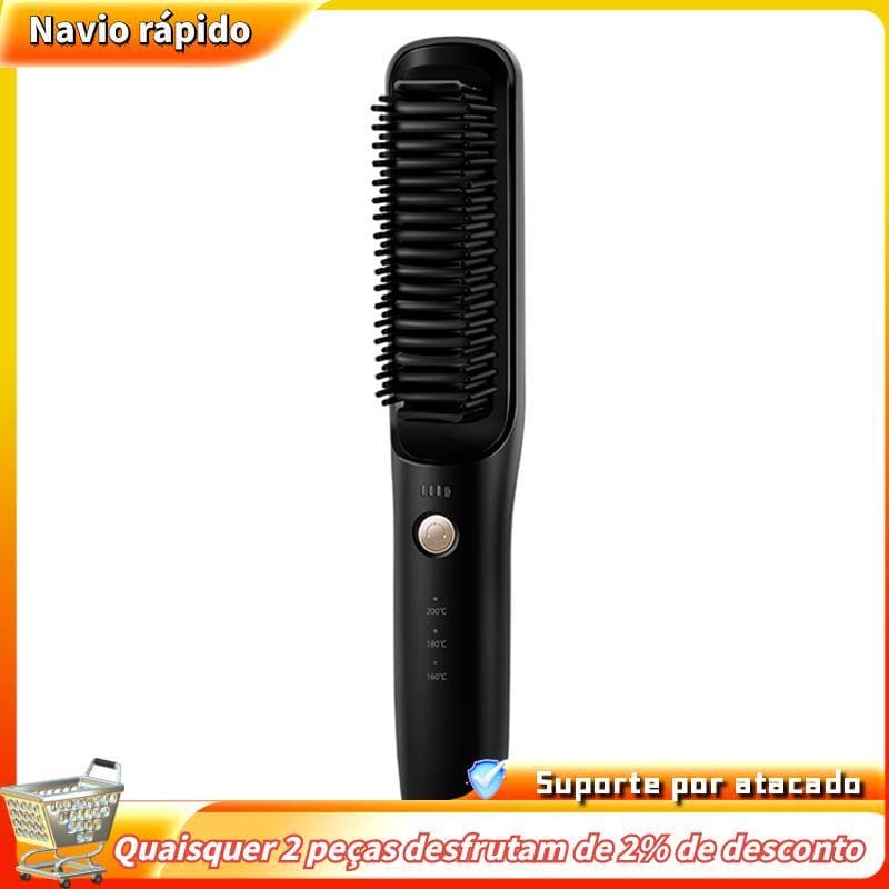 Escova De Alisamento De Cabelo Sem Fio Elétrica Alisador De Barba Para Pente Aquecido Recarregável