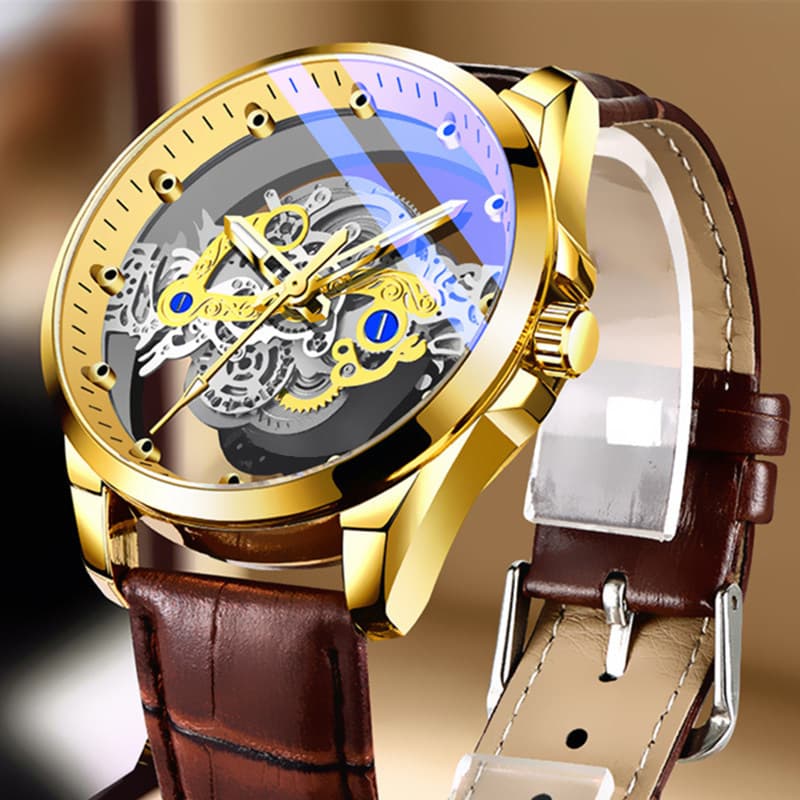 relogio masculino Genuíno dupla face oco relógio mecânico automático masculino negócios à prova dwaterproof água moda na