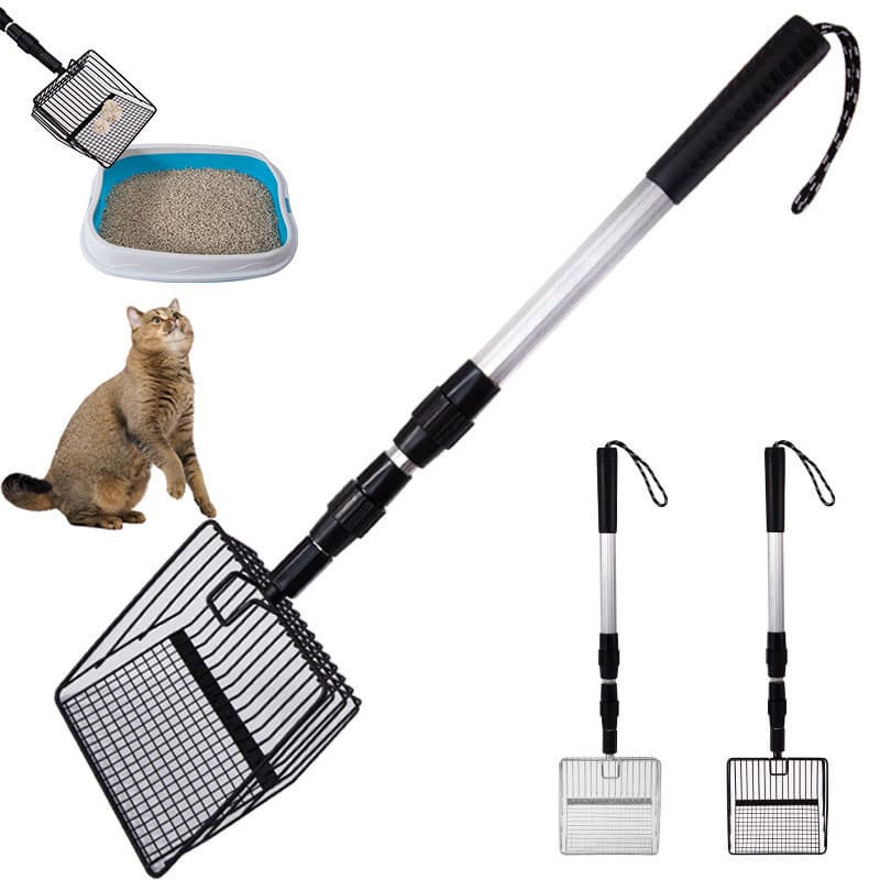 Pá para areia de gato, cabo retrátil, cabo estendido, Metal, pá para areia de gato, Tofu, areia de gato, pá de praia, se