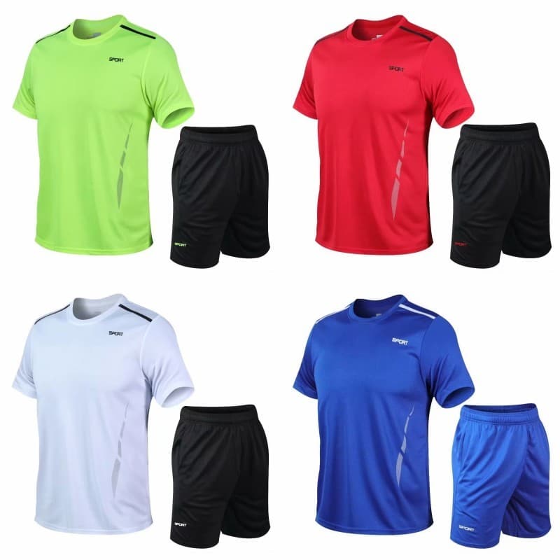 Terno esportivo masculino Shorts de manga curta verão futebol pista e campo terno de basquete terno de Fitness solto cam