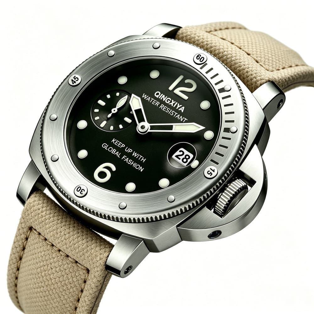 Relógio de quartzo luminoso com pulseira de lona masculina, relógio esportivo Fashion cronômetro com mostrador Design 46