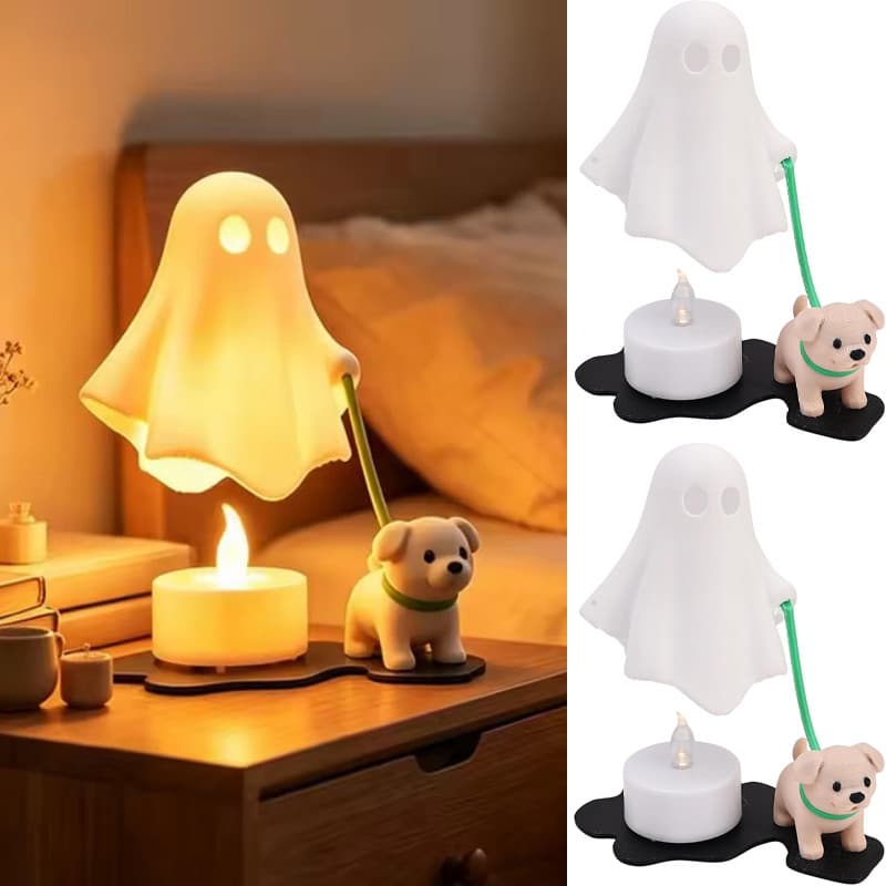 Luz De Vela De Halloween Sem Chama Decoração De Festa Em Casa-Ornamento De Lâmpada De Conto De Fadas Forma De Cachorrinh