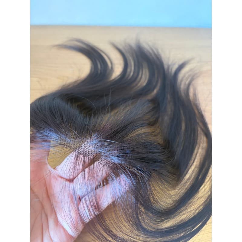 Artigo decorativo Topo Topper cobre a testa 5x13cm de renda invisível Aplique de Cabelo fibra sintética com tic‑tac