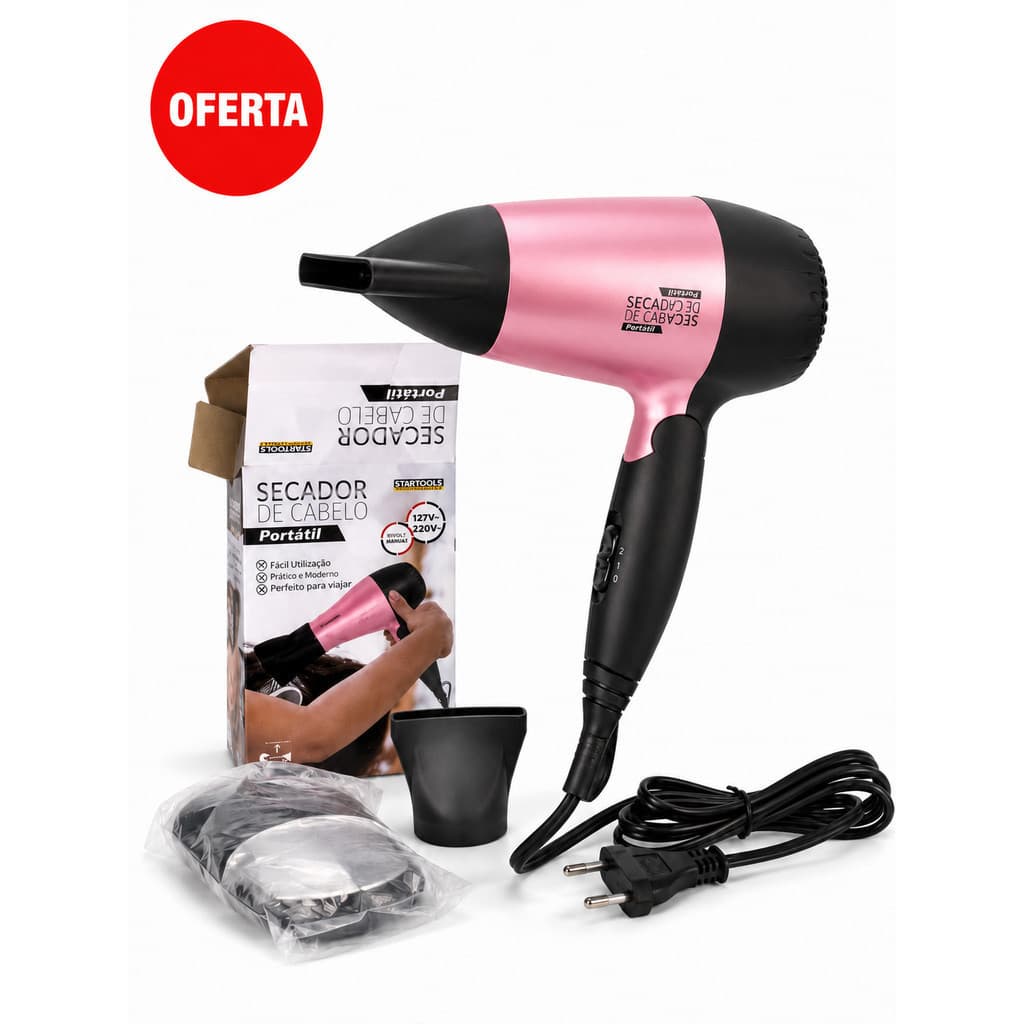 Secador De Cabelo Portátil Dobrável 1200w Cabo Original