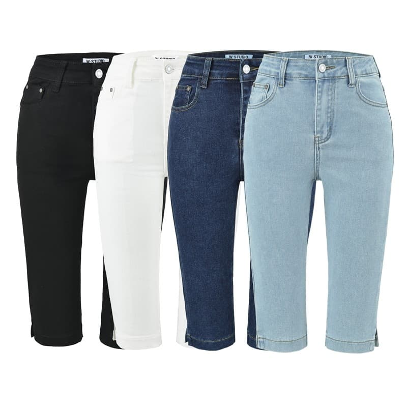 Kendou Capri calças jeans calças médias femininas estiramento fino-ajuste mais magro olhar calças cortadas 2026 verão no