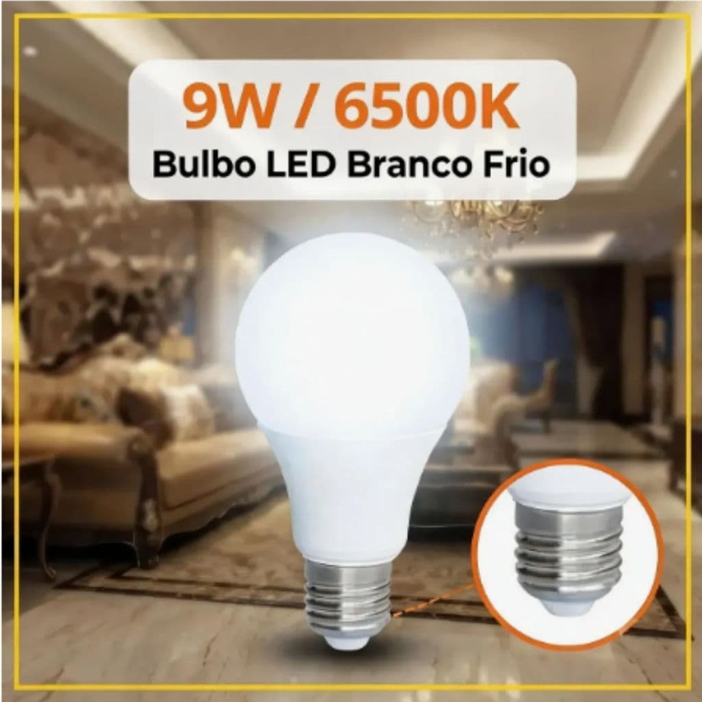 Lâmpada Led Bulbo 9w Bivolt A9 Super Led, Alta Economia, Duravel, Teto, Lampada Quarto, Sala Cozinha, Iluminação