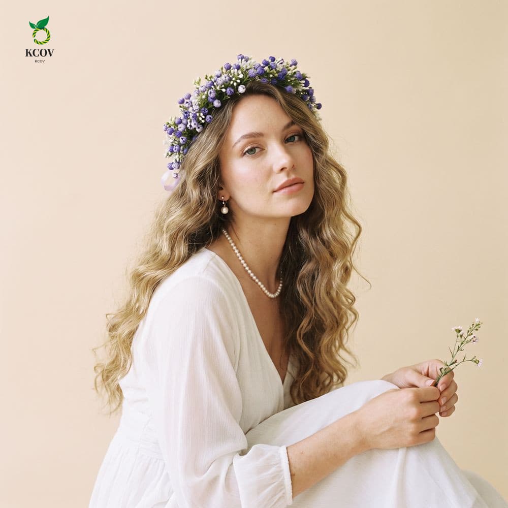 Coroa De Flores KCOV , Tiara Floral De Guirlanda Simuladas , Faixa De Cabelo Estilo Boho Para Casamento