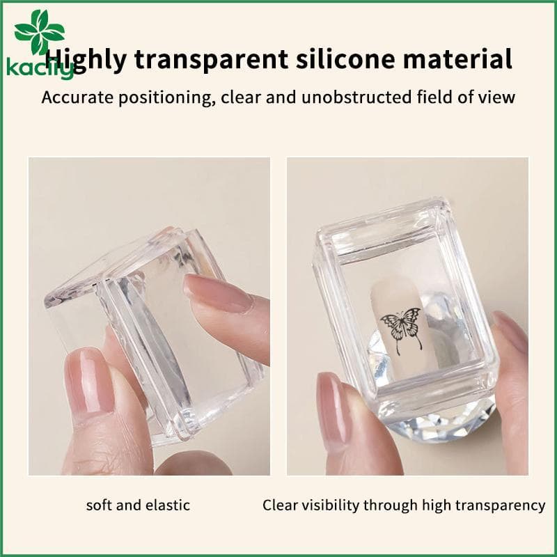 Carimbo Retangular Transparente Para Arte Em Unhas , Com Raspador , Ferramenta De Transferência De Cabeça De Silicone ,
