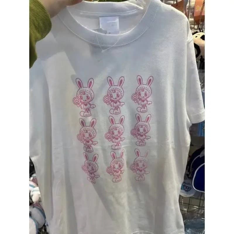 Camisetas Oversized Femininas com Estampa de Desenho Animado, Camisetas Fofas 2026, Roupas Femininas, Camisetas de Manga