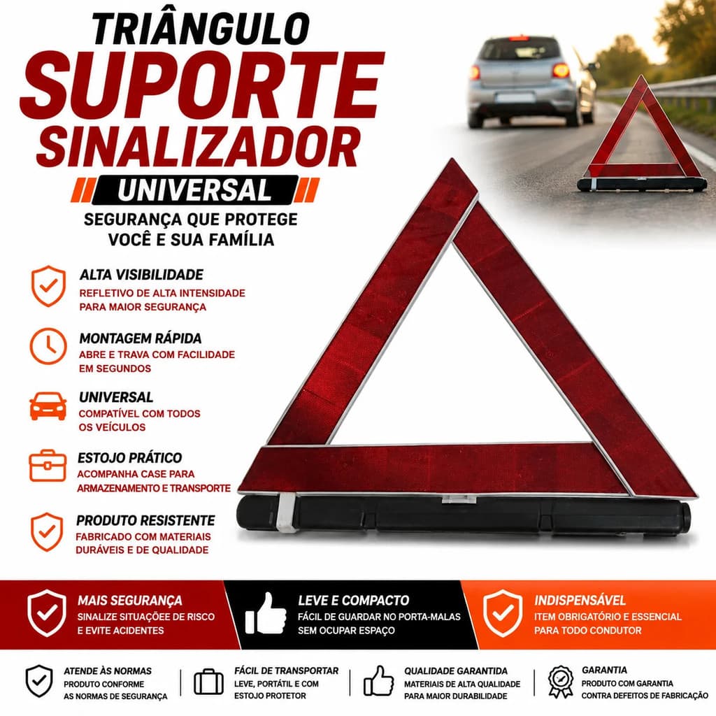Triângulo Suporte Sinalizador Universal